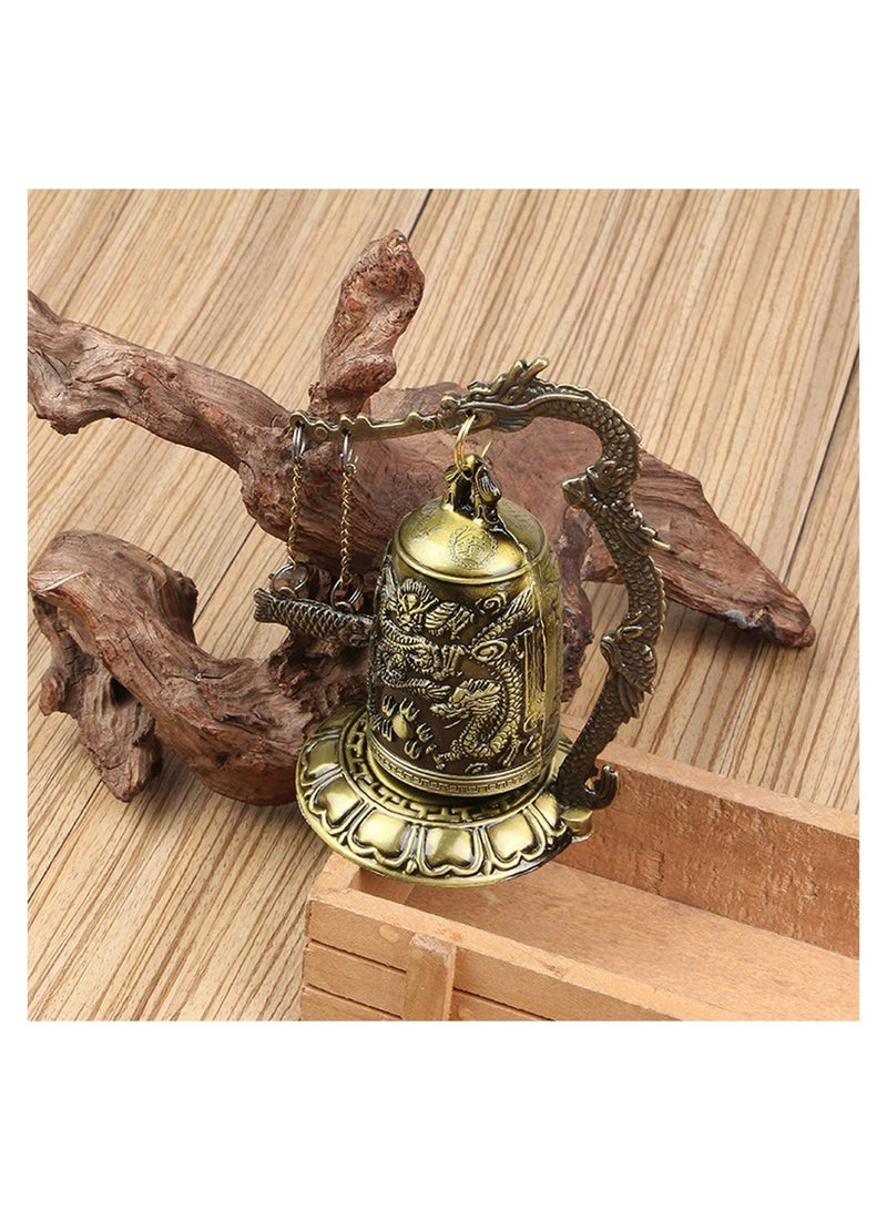 SYOSI Vintage Dragon Bell, Vintage Style Bronze Lock Carved Dragon Tibet Buddhist Bell, Chinese Feng Shui Ornament Dragon Bell Buddhist Collectibles Good Luck Bell  for Home Outdoor Indoor Decor - Image 5
