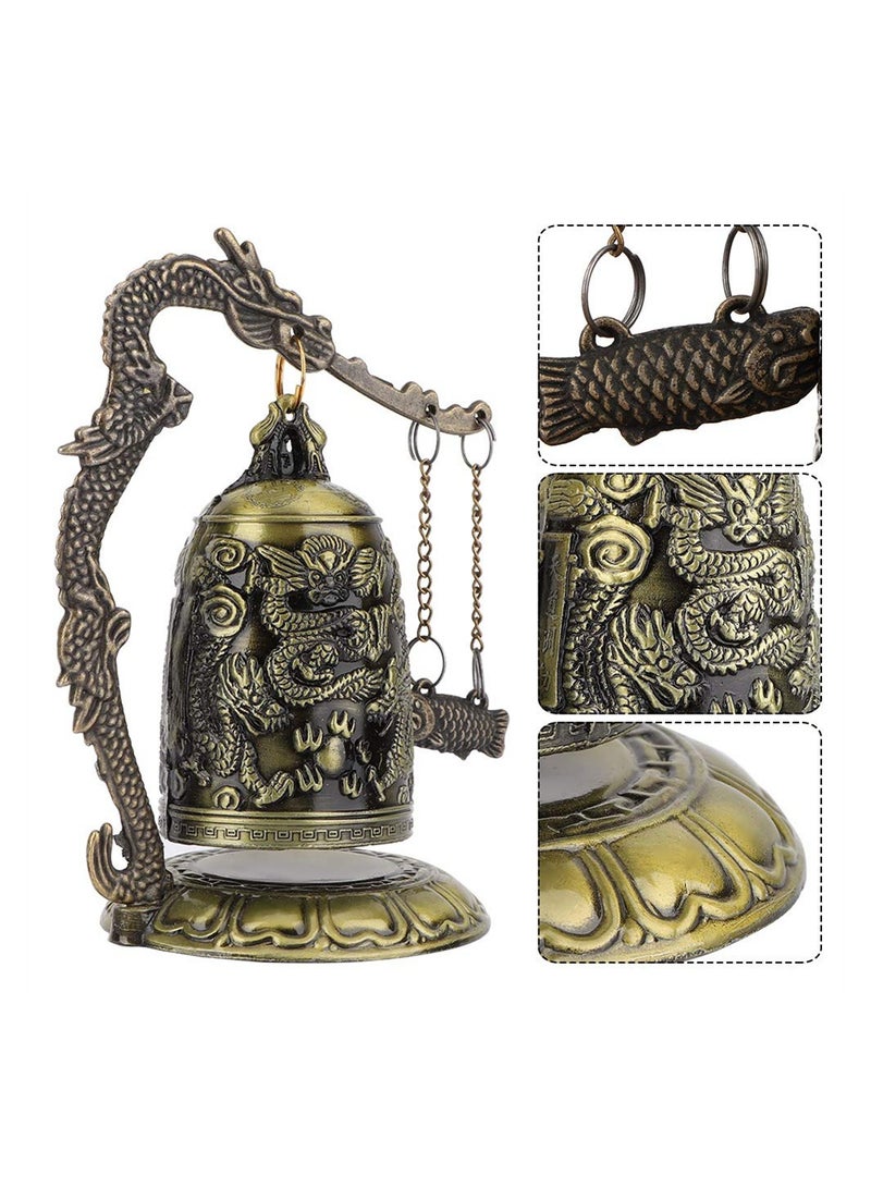 SYOSI Vintage Dragon Bell, Vintage Style Bronze Lock Carved Dragon Tibet Buddhist Bell, Chinese Feng Shui Ornament Dragon Bell Buddhist Collectibles Good Luck Bell  for Home Outdoor Indoor Decor - Image 4