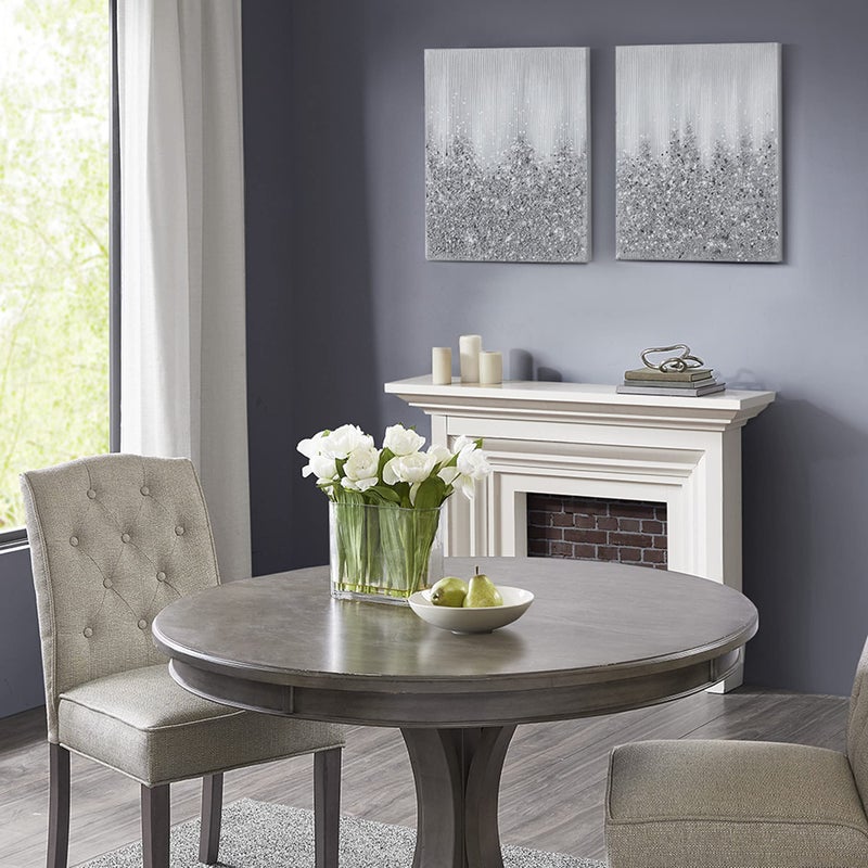 madison park Madison Park Wall Art Living Room DecorEmbellished Hand Painted Metallic Canvas Home Accent Glitter Abstract Bathroom Decoration Ready to Hang Bedroom Painting 22 x 28 Silver 2 Piece Set 