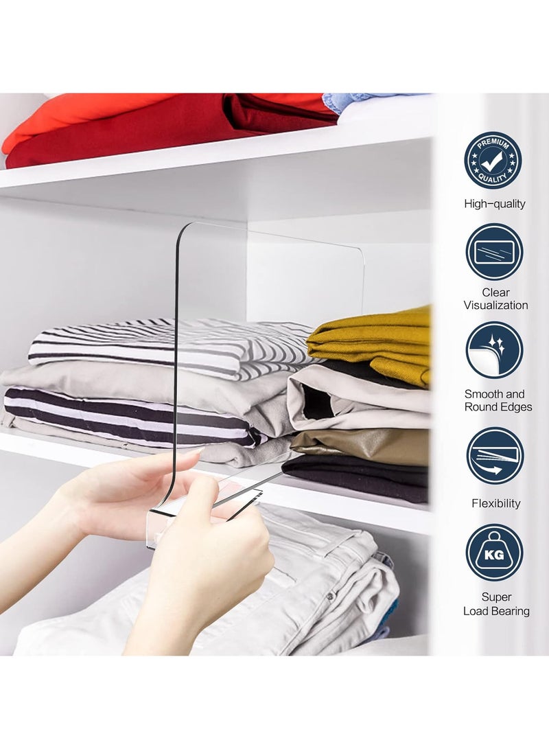 TPGP 6PCS Acrylic Shelf Dividers for Closets Organization, Clear Closet Wardrobe Separator, Vertical Closet Shelf Divider Purse Organizer for Sweater Shirts Clothes Handbags Cabinets Bookshelves  - Image 5