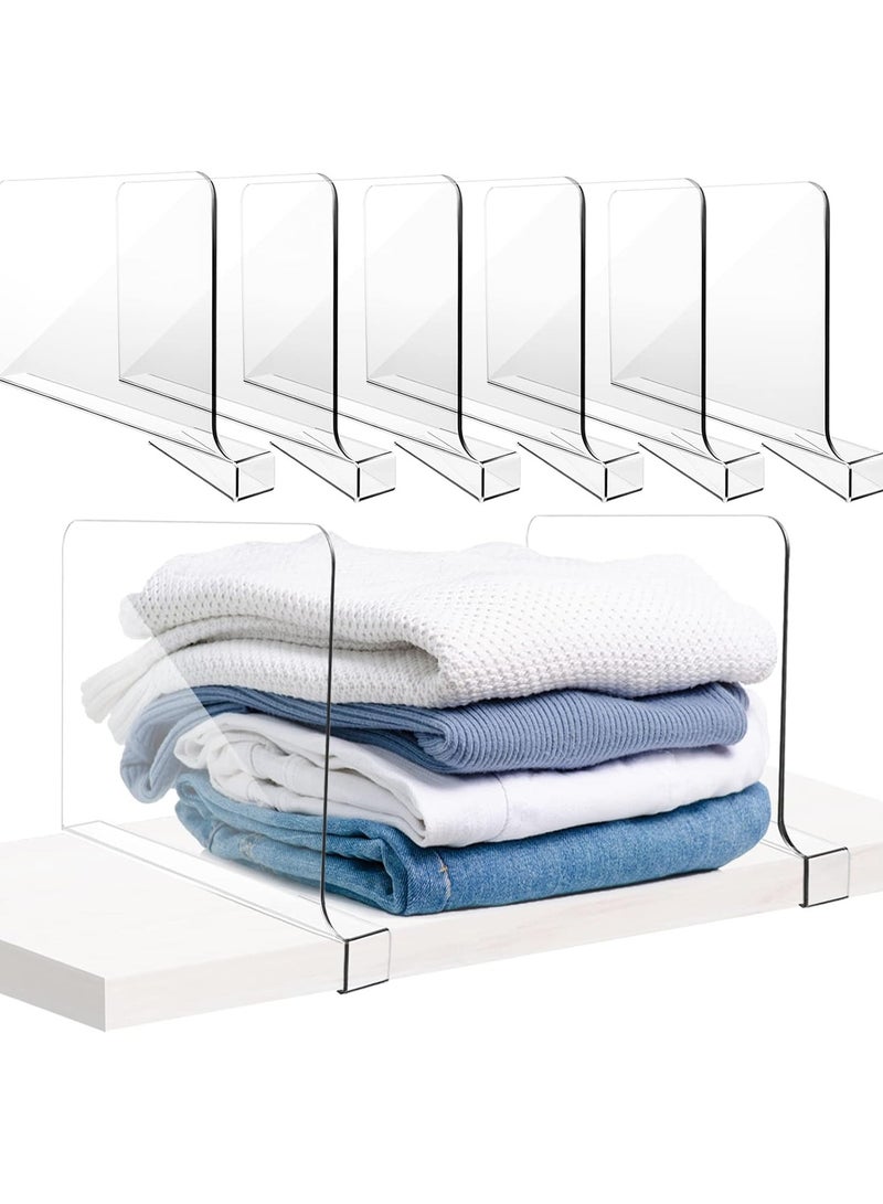 TPGP 6PCS Acrylic Shelf Dividers for Closets Organization, Clear Closet Wardrobe Separator, Vertical Closet Shelf Divider Purse Organizer for Sweater Shirts Clothes Handbags Cabinets Bookshelves  - Image 1