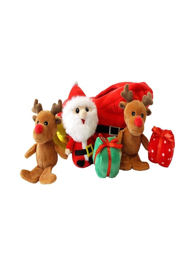 Midlee Santa Sleigh Find a Toy Christmas Dog Toy- Plush Burrow Interactive Hide & Seek Pet Holiday Toy - Image 1