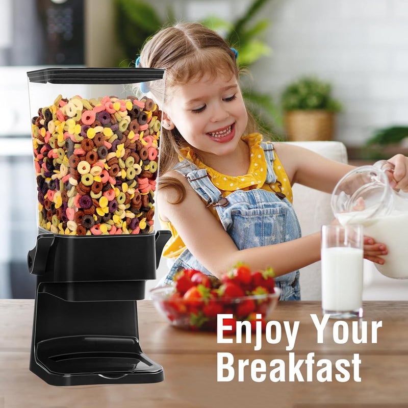 QNP Cereal Dispenser Countertop,5.5L Cereal Containers Storage Dispenser for Pantry,Dry Food Storage Rice Containers,Candy Dispenser,Snack Organizer Machine for Grains, Nuts,Oatmeal, Pet Food Black - Image 1