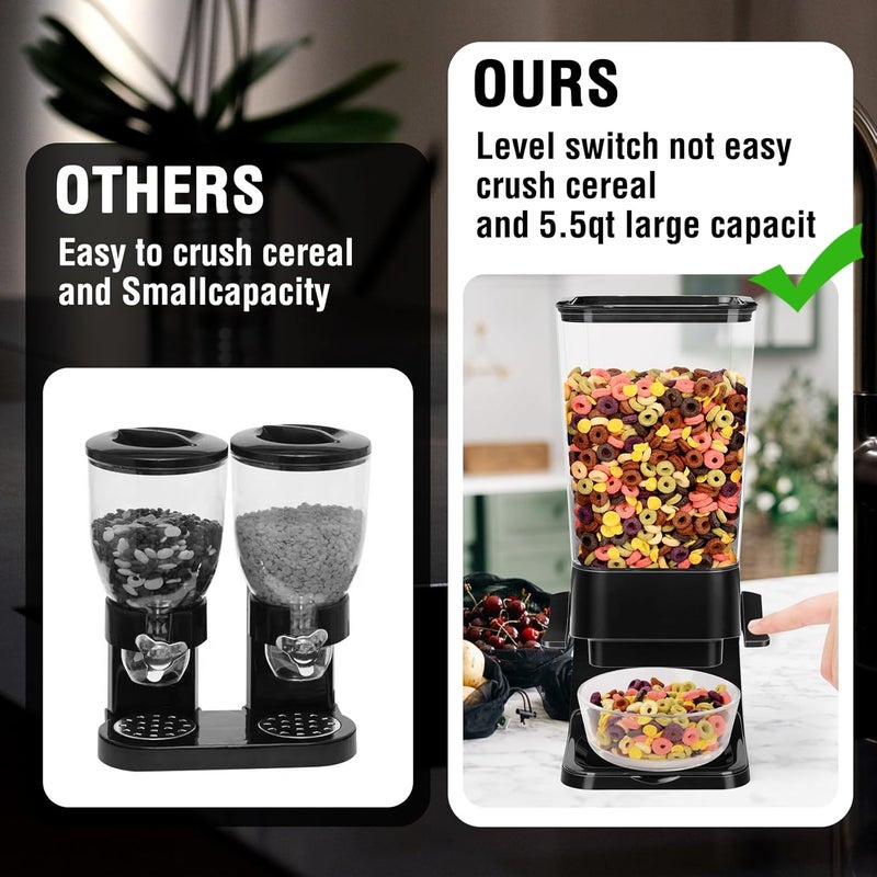 QNP Cereal Dispenser Countertop,5.5L Cereal Containers Storage Dispenser for Pantry,Dry Food Storage Rice Containers,Candy Dispenser,Snack Organizer Machine for Grains, Nuts,Oatmeal, Pet Food Black - Image 5
