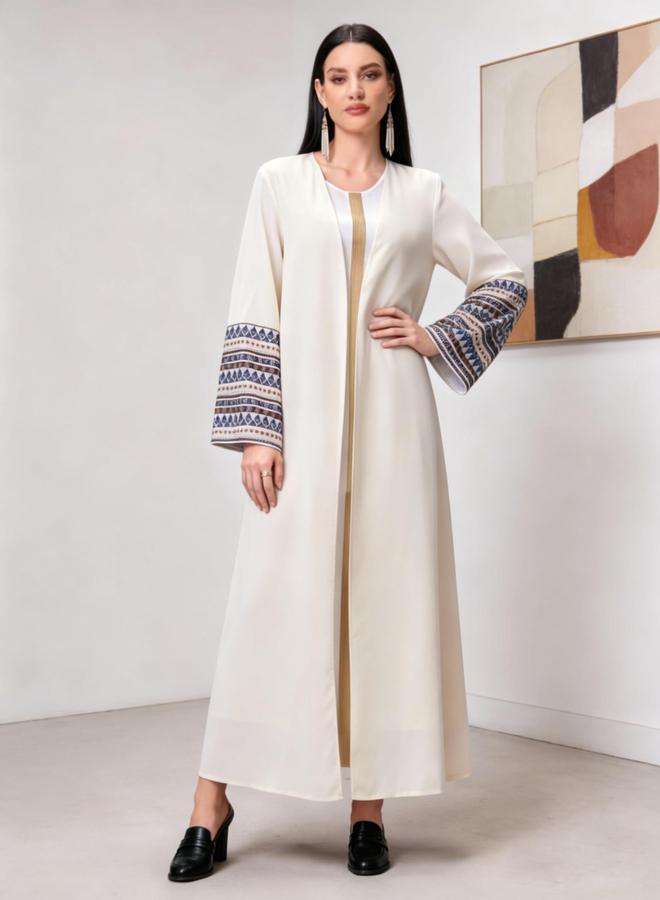 Take Two Beige Graphic Print A-Line Jalabiya - Image 1