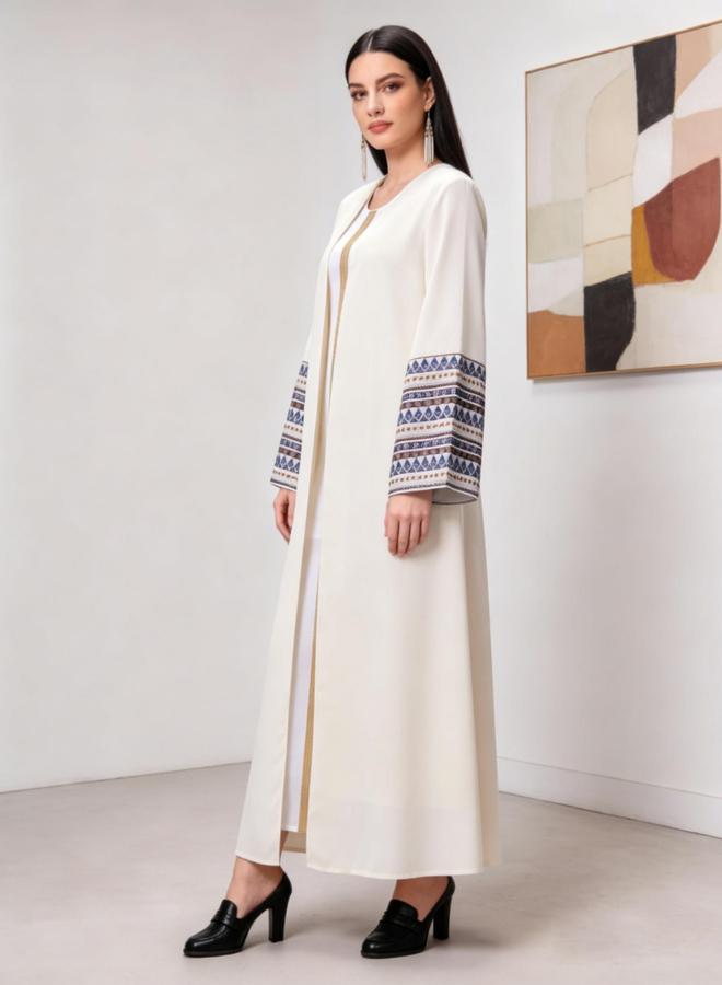 Take Two Beige Graphic Print A-Line Jalabiya - Image 4