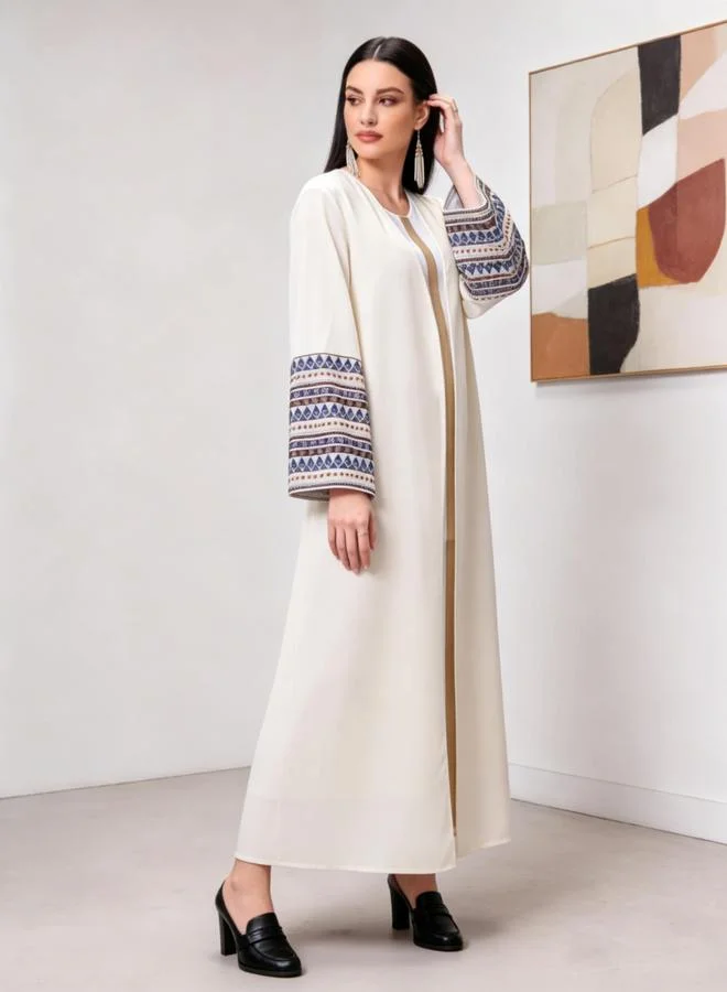 Take Two Beige Graphic Print A-Line Jalabiya