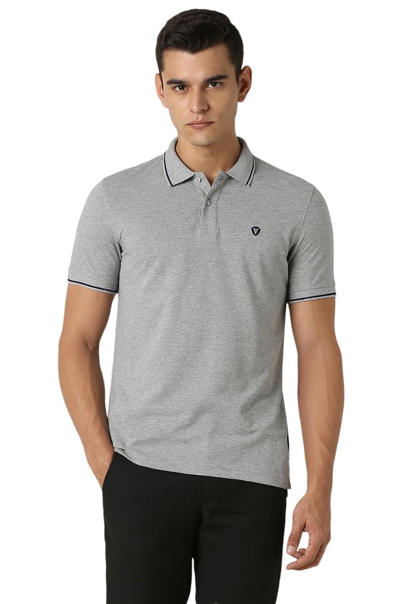 Van Heusen Men's Regular fit T-Shirt (VSKP517S011407_Grey Mélange XL) - Image 1