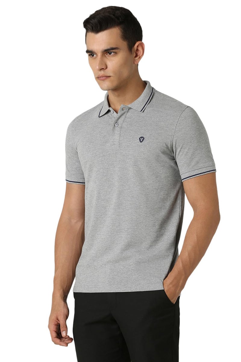 Van Heusen Men's Regular fit T-Shirt (VSKP517S011407_Grey Mélange XL) - Image 3