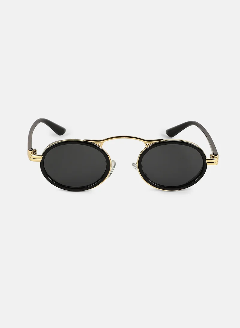 Haute Sauce Haute Sauce Women's The Retro Malibu Oval Sunglass For Casual Wear | One-Size | Onyx Black Alloy Frame | Midnight Black Full Colour Polarized Lens | Full Rim | Eyewear For Woman & Girls