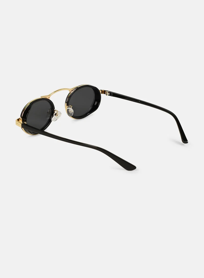 Haute Sauce Haute Sauce Women's The Retro Malibu Oval Sunglass For Casual Wear | One-Size | Onyx Black Alloy Frame | Midnight Black Full Colour Polarized Lens | Full Rim | Eyewear For Woman & Girls