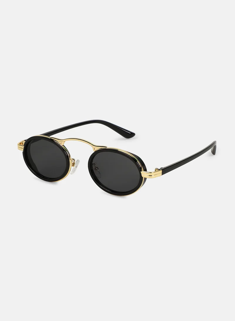 Haute Sauce Haute Sauce Women's The Retro Malibu Oval Sunglass For Casual Wear | One-Size | Onyx Black Alloy Frame | Midnight Black Full Colour Polarized Lens | Full Rim | Eyewear For Woman & Girls