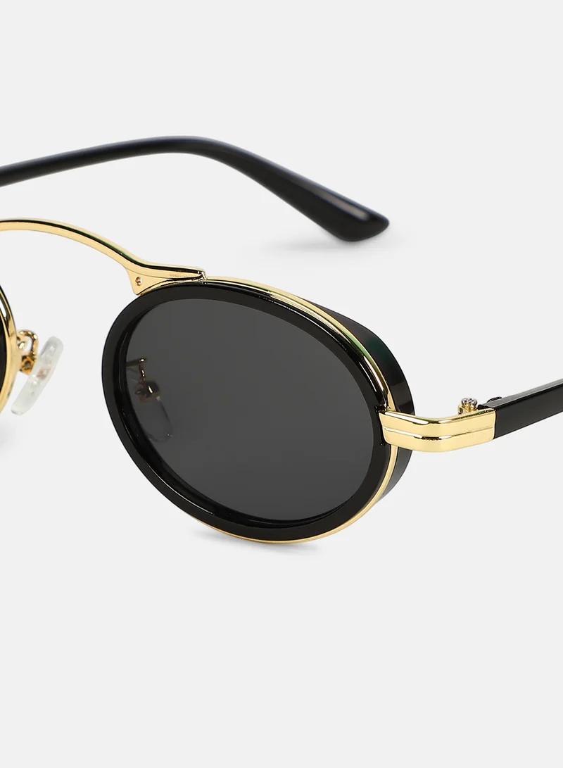 Haute Sauce Haute Sauce Women's The Retro Malibu Oval Sunglass For Casual Wear | One-Size | Onyx Black Alloy Frame | Midnight Black Full Colour Polarized Lens | Full Rim | Eyewear For Woman & Girls