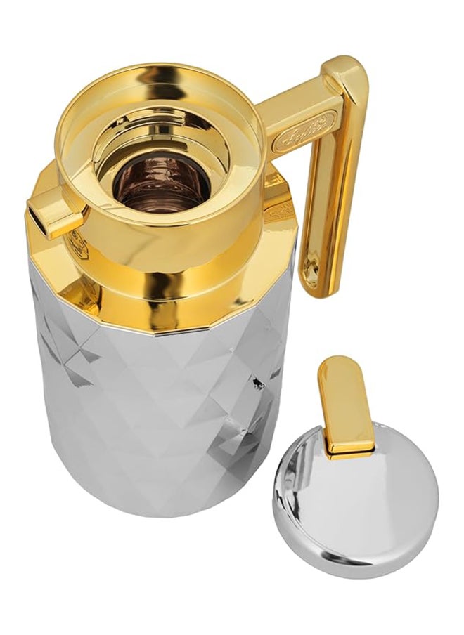 Alsaif Alsaif Yaqut  2- Pieces Coffee And Tea Vacuum Flask , Leak-Proof And Keeps Drinks Hot, 1L/1L, Nickel/Gold  - Image 4