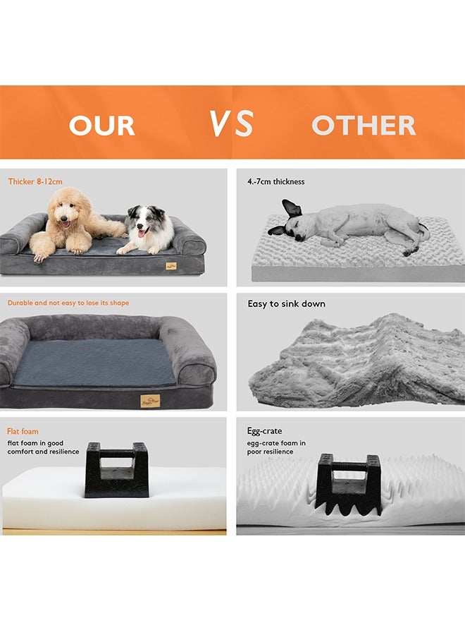 Wisfor Large Dog Sofa Bed: Memory Foam Orthopedic Pet Mattress Cushion - Waterproof Bolster Dog Couch with Pillow and Washable Cover Grey - Image 5