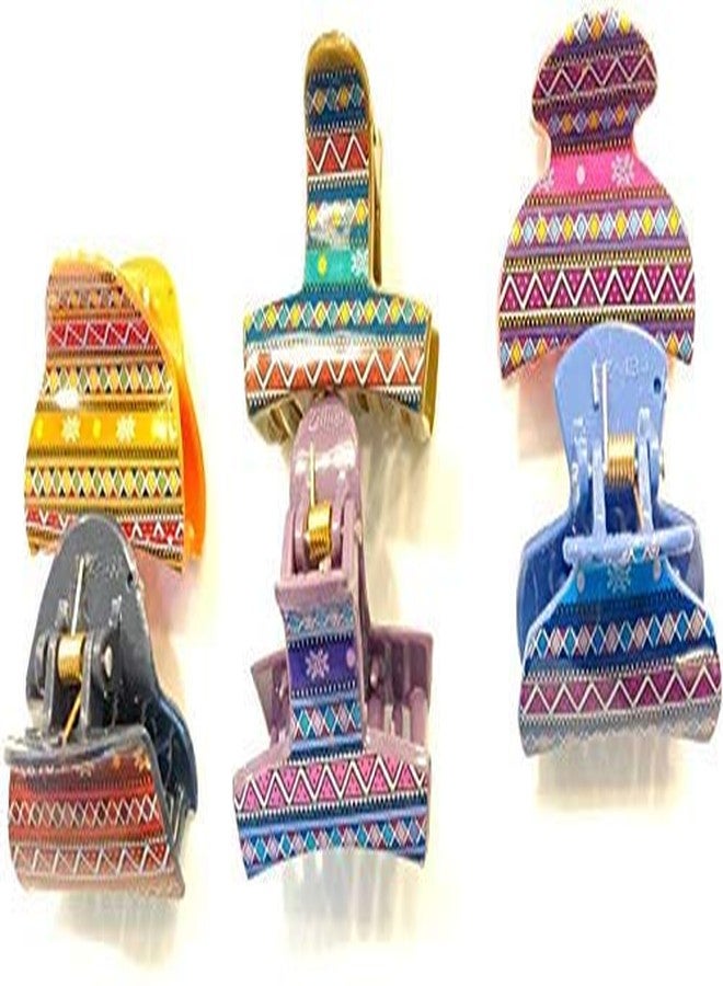 imioxo Multicolour Plastic Hair Clutch for Women Medium Size Trendy Hair Clip pack of 6 hair claw - Image 3
