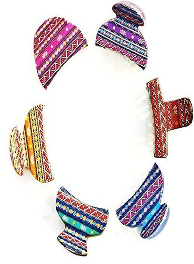 imioxo Multicolour Plastic Hair Clutch for Women Medium Size Trendy Hair Clip pack of 6 hair claw - Image 1