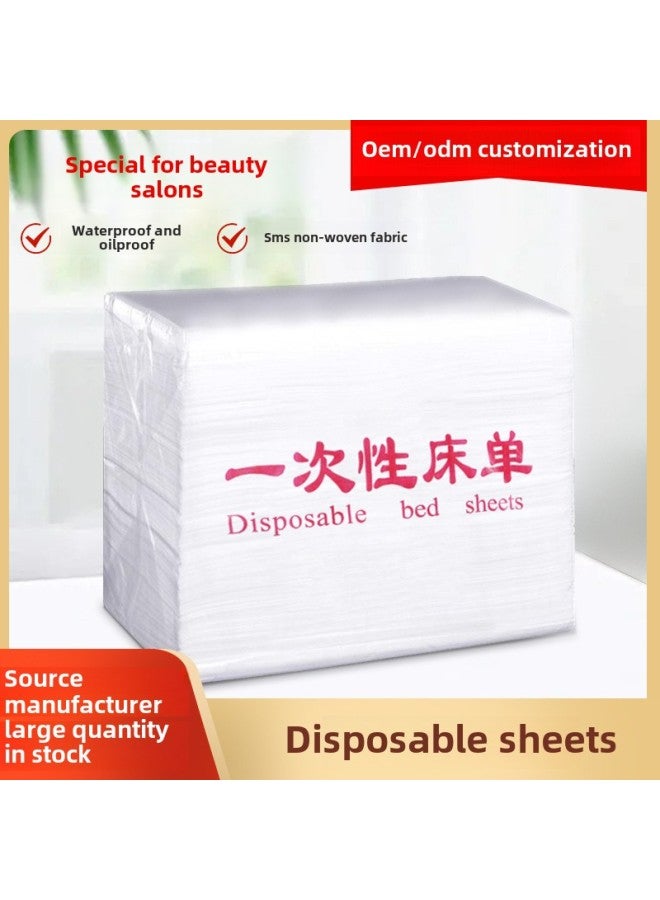 Disposable Bed Sheet Special Non-woven Fabric For Beauty Salon Thickened Waterproof Breathable Massage Bed Special Bed Sheet With Face-Color:White -Specifications:180*80  100 Sheets  - Image 1