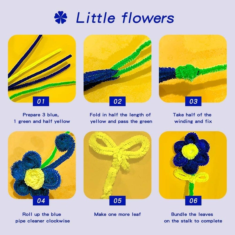 53 Arts 53ARTS 100 PCS Fuzzy Chenille Stems Pipe Cleaners for Arts and Crafts (Blue) - Image 5