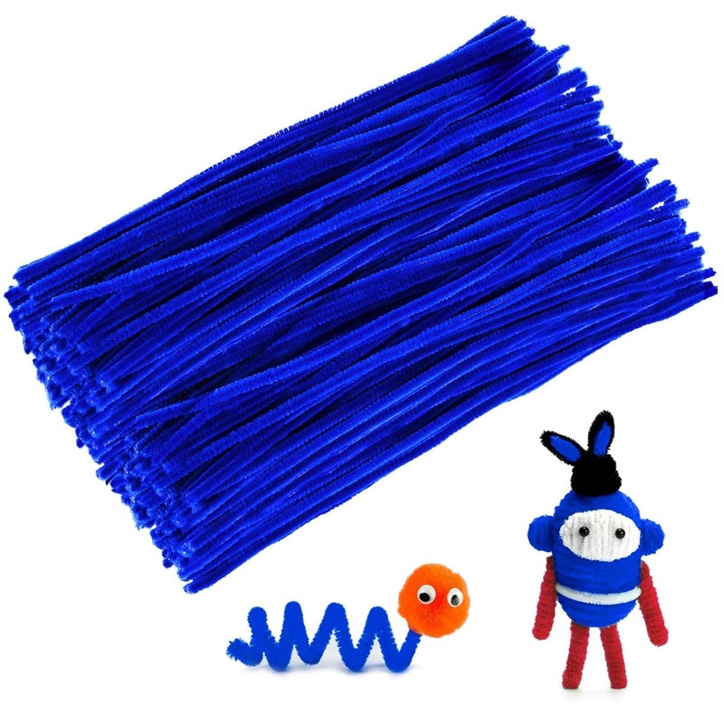 53 Arts 53ARTS 100 PCS Fuzzy Chenille Stems Pipe Cleaners for Arts and Crafts (Blue) - Image 2