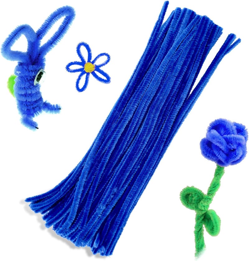53 Arts 53ARTS 100 PCS Fuzzy Chenille Stems Pipe Cleaners for Arts and Crafts (Blue) - Image 3