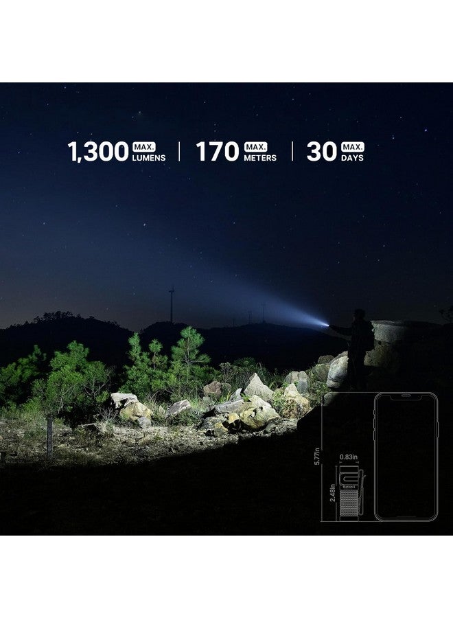 OLIGHT Baton4 Rechargeable EDC Flashlight, Portable Light 1300 Lumens with Magnetic Charging Cable, Small Powerful for Home, Camping, and Emergencies (Regal Blue) - Image 5