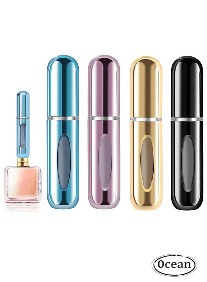 JS 4 Pcs Portable Mini Refillable Perfume Atomizer Bottles Refillable Spray, Atomizer Perfume Bottles, Fragrance Pump Box for Travel Spray Fragrance Pump Box, Refillable Travel Perfume Atomizer (5ml) - Image 1