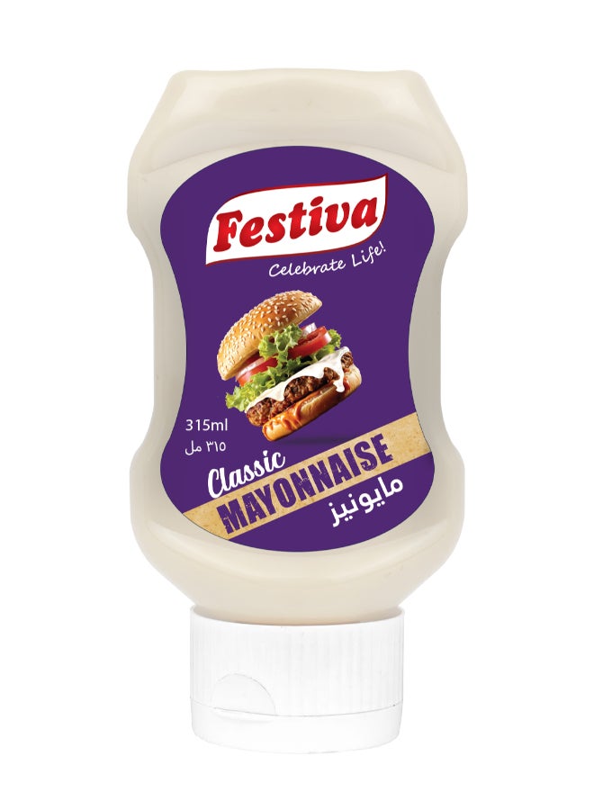 Festiva Classic Mayonnaise 315ml Squeezy Bottle - Creamy Mayo Sandwich Spread for Burgers, Sandwiches, Wraps and Snacks - Dip and Dressing - Image 1
