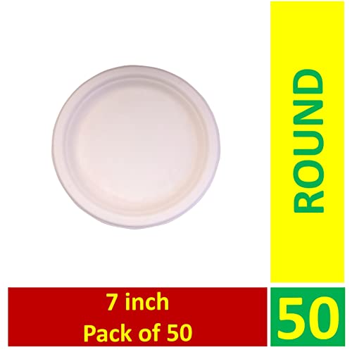 G1 G 1 Disposable Plates | Round | 100% Natural | Biodegradable | Compostable | Safe & Hygienic | 7 Inch | Medium | Pack of 50 - Image 2