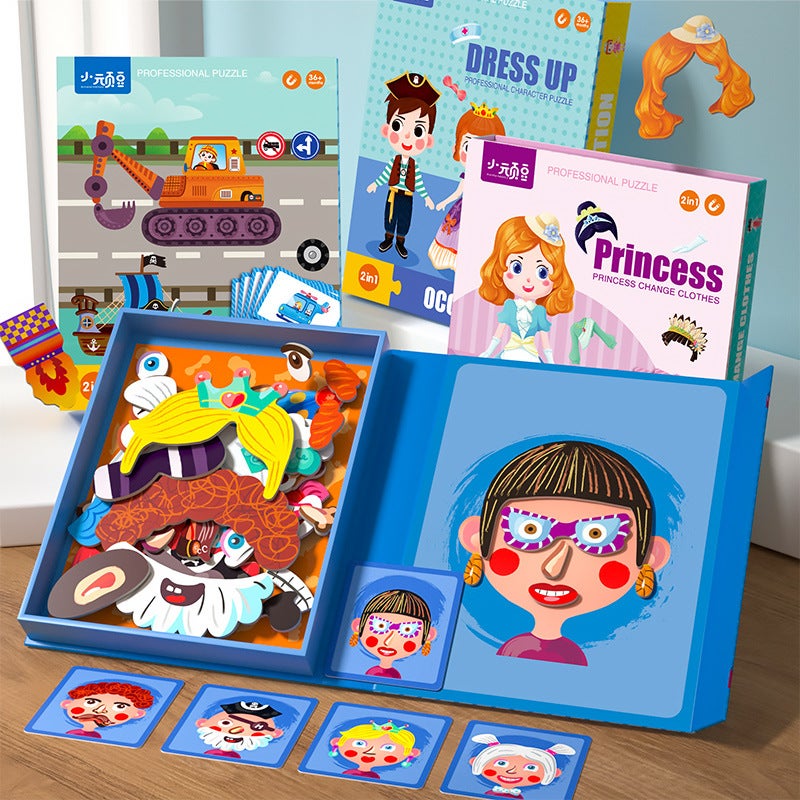 Children'S Puzzle Magnetic Puzzle 3 To 6 Years Old Change Magnetic Stickers 2 Boys 4 Girls Pingtu Early Childhood Baby Toys - Image 3