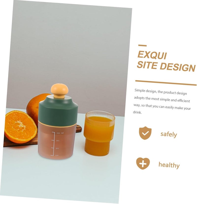 Meneflix Portable Manual Lemon Squeezer Simple Juice Extractor with Scale Two Modes of Use for Different Fruits 18 x 9 x 9 cm Green and Brown - Image 4