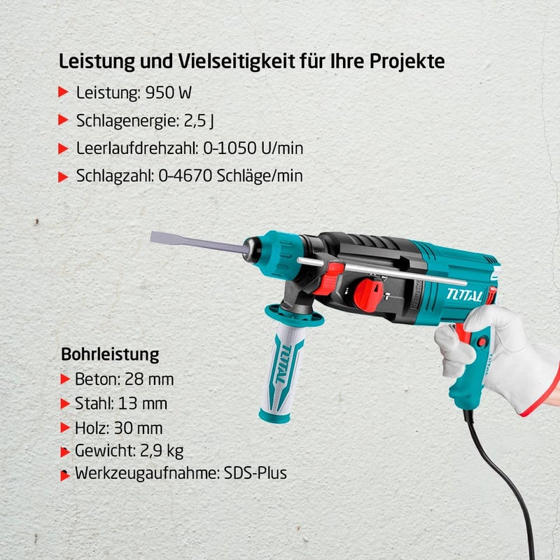 TOTAL Hammer Drill 28mm 950W - Image 4