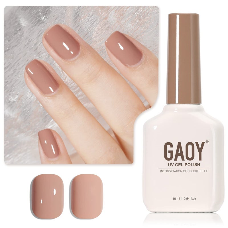 GAOY Nude Brown Gel Nail Polish, 16ml Soak Off Nautral Gel Polish for Nail Art DIY Manicure at Home, UV Light Cure Color 1505 - Image 1