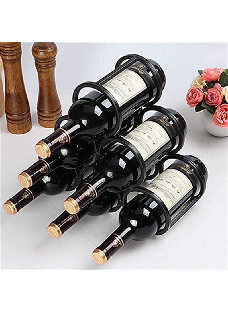 INDIAN DECOR INDIAN DECOR 21041 Wine Rack Square Tube 6 Circle Wine Rack Honeycomb Design Porous Display Frame for Living Room Bar Decoration Home Decoration Display Wine Rack Black  - Image 3