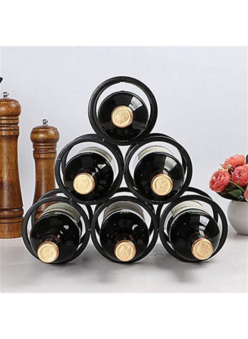 INDIAN DECOR INDIAN DECOR 21041 Wine Rack Square Tube 6 Circle Wine Rack Honeycomb Design Porous Display Frame for Living Room Bar Decoration Home Decoration Display Wine Rack Black  - Image 4