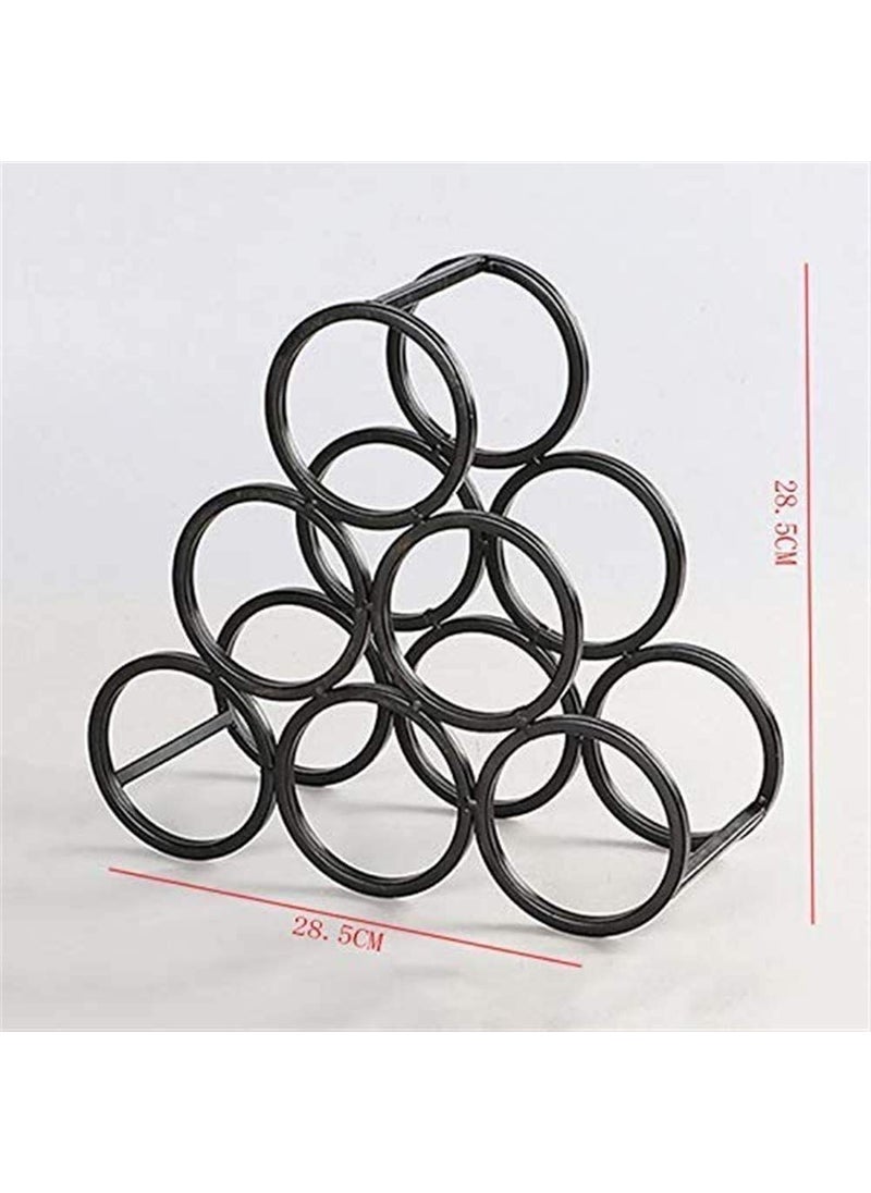 INDIAN DECOR INDIAN DECOR 21041 Wine Rack Square Tube 6 Circle Wine Rack Honeycomb Design Porous Display Frame for Living Room Bar Decoration Home Decoration Display Wine Rack Black  - Image 2