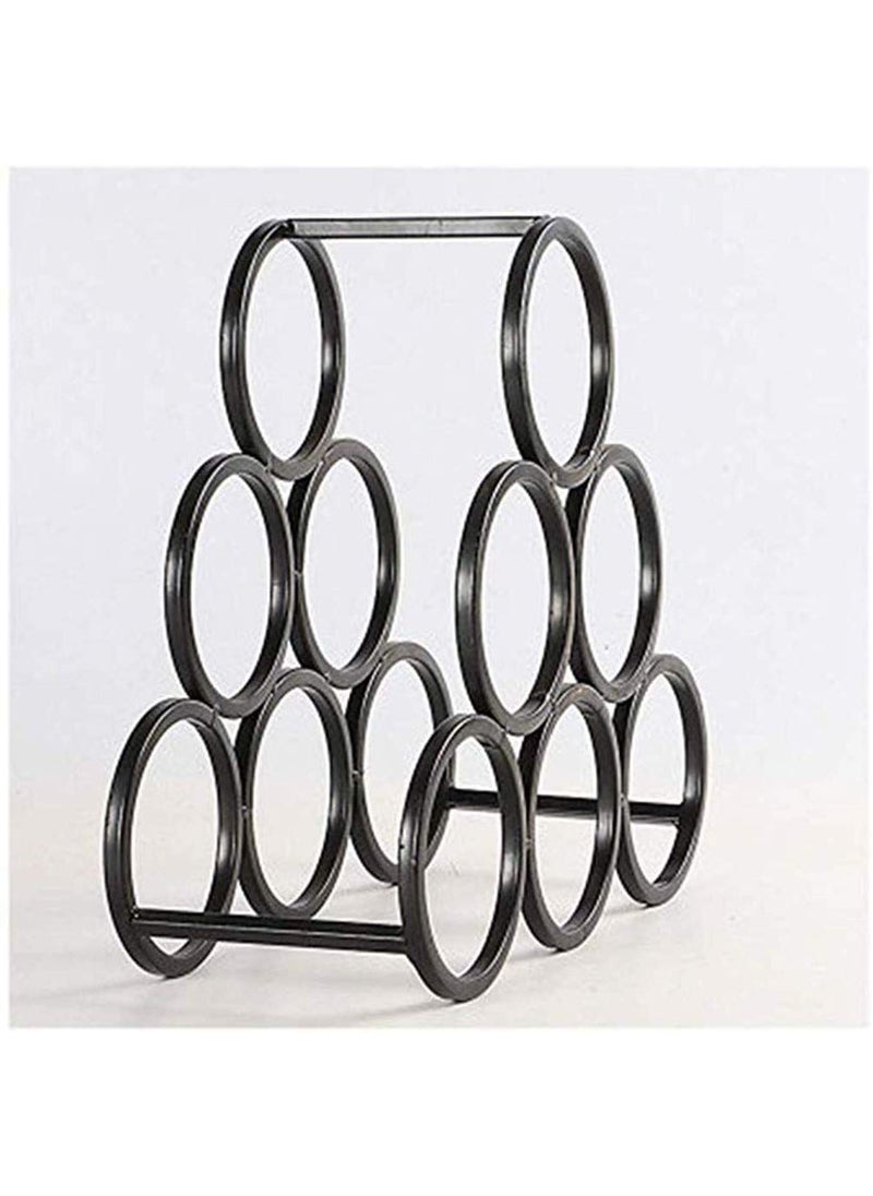 INDIAN DECOR INDIAN DECOR 21041 Wine Rack Square Tube 6 Circle Wine Rack Honeycomb Design Porous Display Frame for Living Room Bar Decoration Home Decoration Display Wine Rack Black  - Image 1