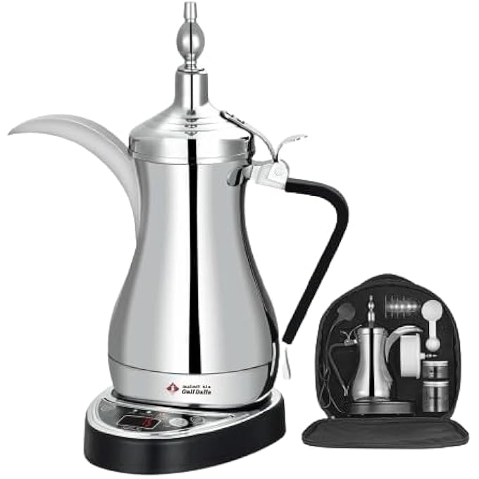rayihni Arabic Electric Dallah Coffee Maker 1000Ml  Traditional Gulf Coffee Pot With Travel Bag  Accessories  Ideal For Majlis Office  Home - Image 1