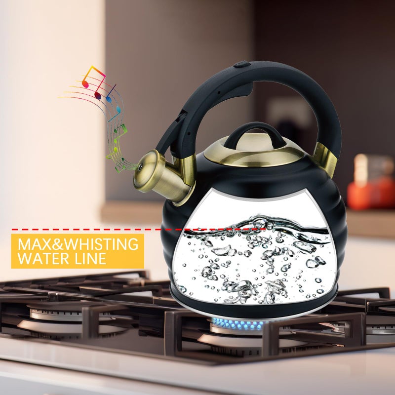 Lazneyru Tea Kettle for Stove Top Whistling Teapot, 3.2Q Tea Pot Stainless Steel Teakettle with Heat Proof Ergonomic Handle - Image 2