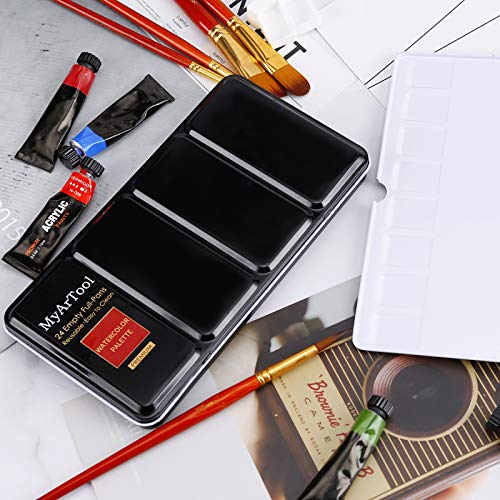 MYARTOOL Watercolor Tin Palette, Metal Empty Paint Case with 12 PCS Empty Half Pans for DIY Travel Watercolor Palette, Acrylic and Oil Painting - Image 4
