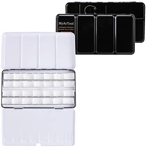 MYARTOOL Watercolor Tin Palette, Metal Empty Paint Case with 12 PCS Empty Half Pans for DIY Travel Watercolor Palette, Acrylic and Oil Painting - Image 2