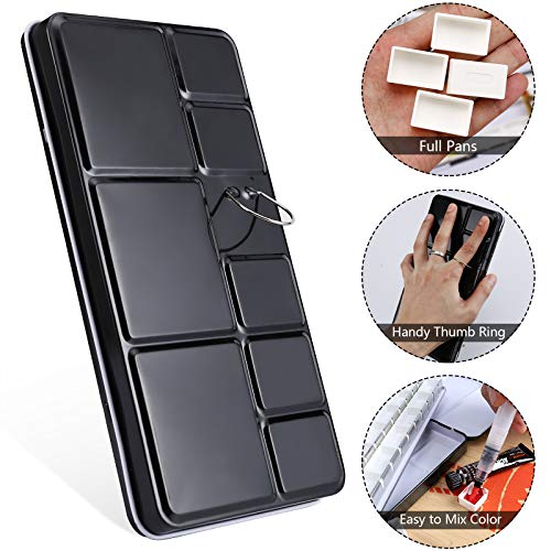 MYARTOOL Watercolor Tin Palette, Metal Empty Paint Case with 12 PCS Empty Half Pans for DIY Travel Watercolor Palette, Acrylic and Oil Painting - Image 3