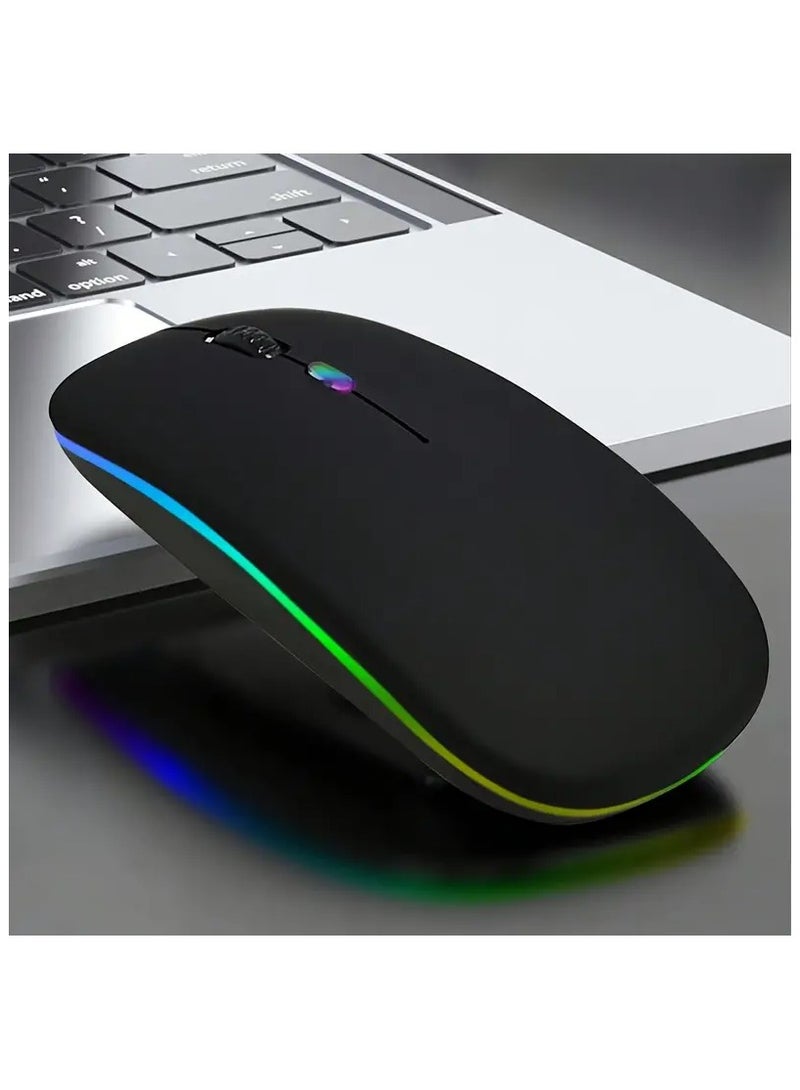 LED Slim Dual Mode 2.4GHz  Silent Bluetooth Wireless Mouse Computer Mice with USB Receiver - Image 1