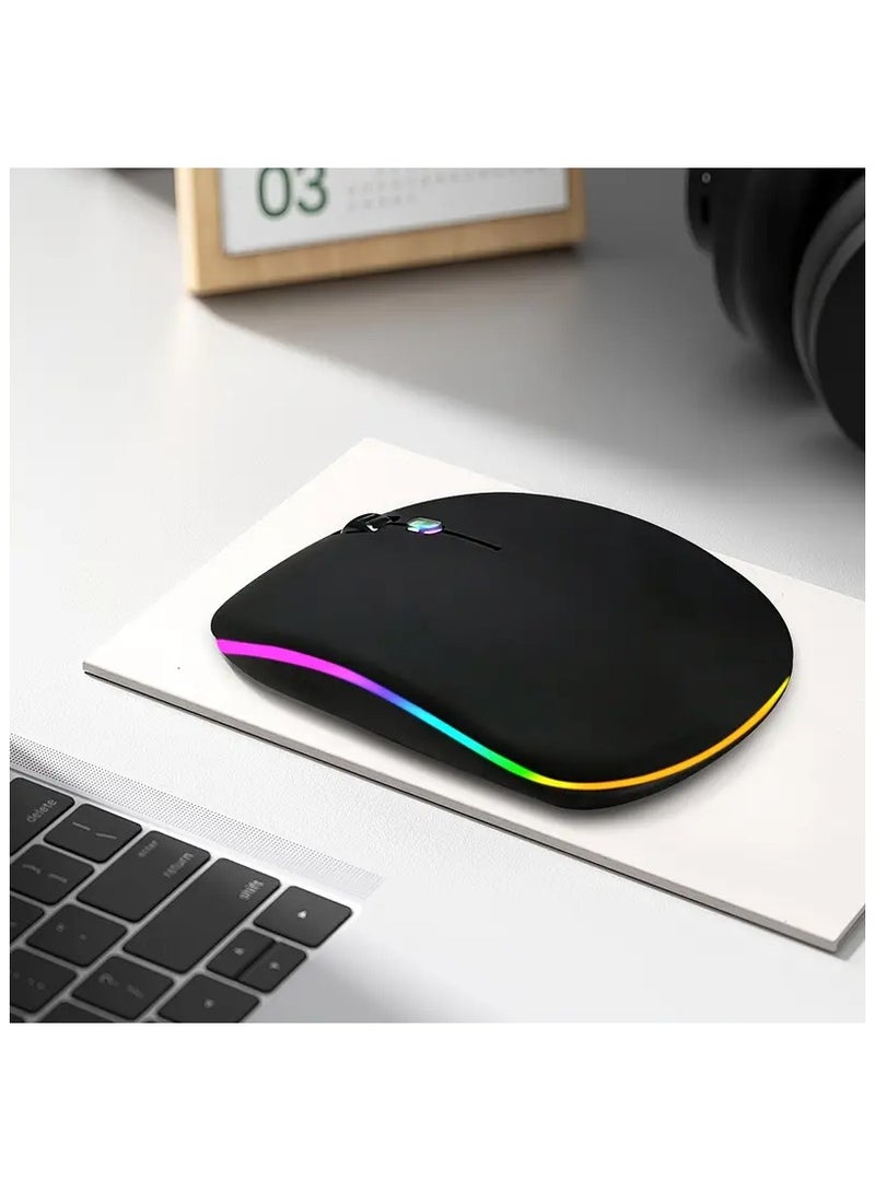 LED Slim Dual Mode 2.4GHz  Silent Bluetooth Wireless Mouse Computer Mice with USB Receiver - Image 2