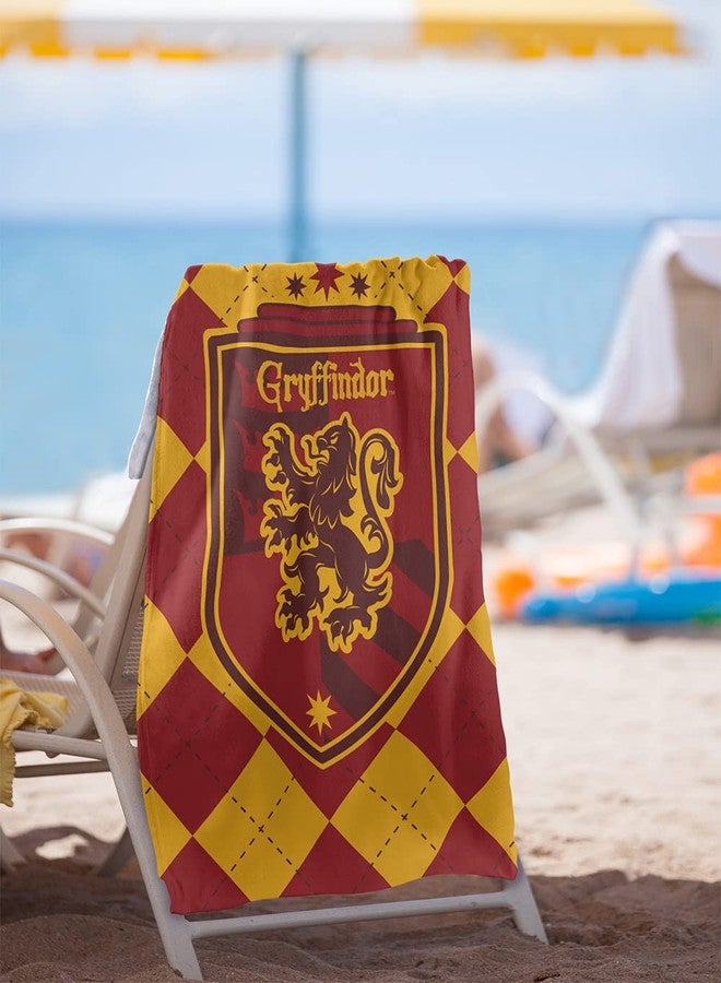 LOGOVISION Harry Potter Gryffindor Plaid Sigil Officially Licensed Beach Towel 30" X 60" - Image 2