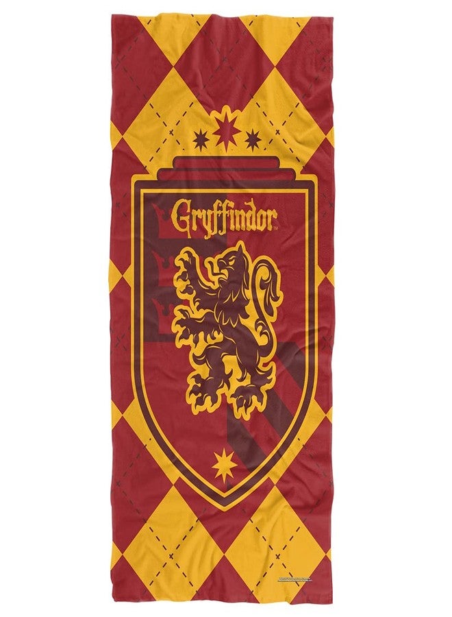 LOGOVISION Harry Potter Gryffindor Plaid Sigil Officially Licensed Beach Towel 30" X 60" - Image 1