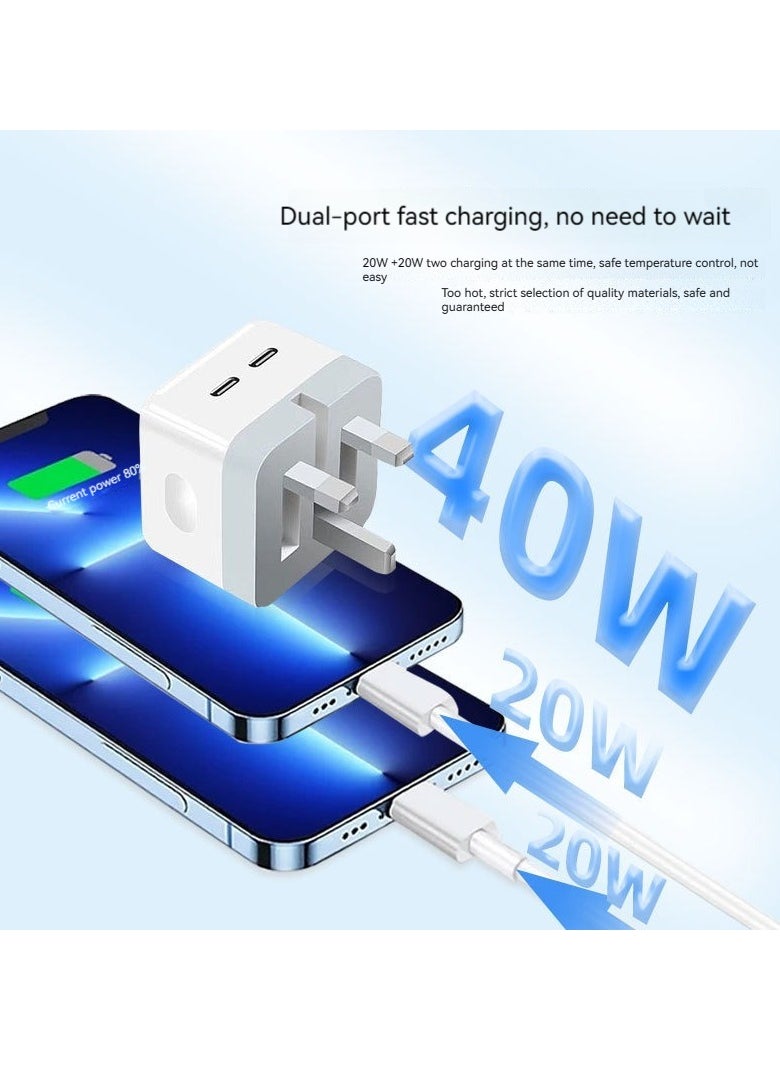 Generic For Apple 11/12/13/14 Full Series 40w Double C Gallium Nitride Fast Charge Mobile Phone Charger Single Head White  - Image 3
