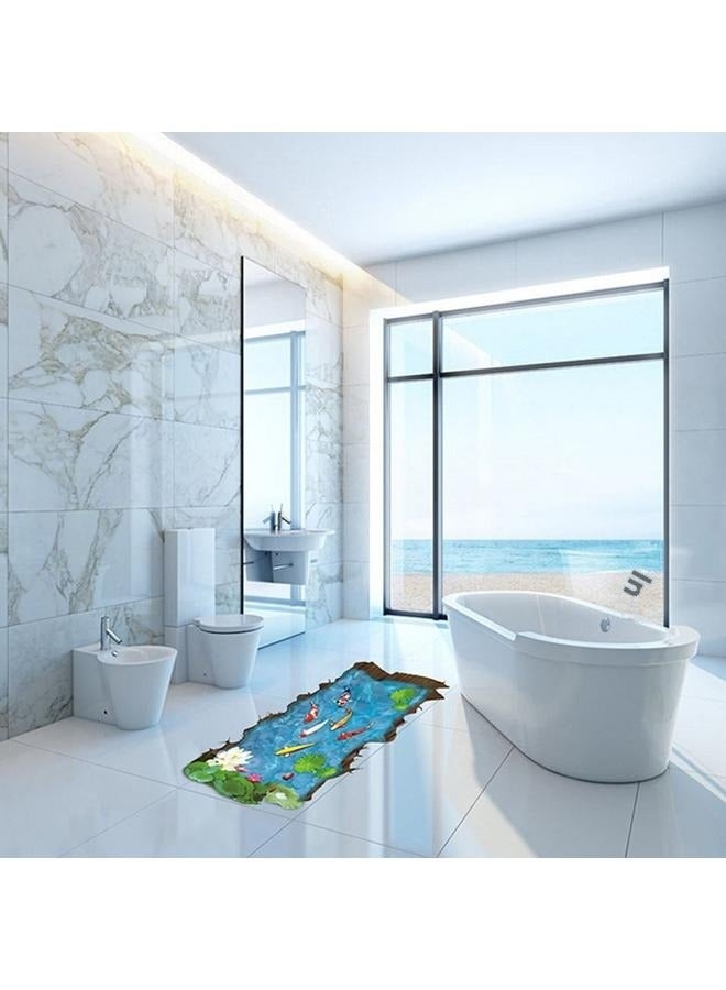 3D Style Fishes Lotus Leaves Pond Wall Sticker Paper Home Decal Removable Living Dinning Room Bedroom Kitchen Art Picture Murals  - Image 2