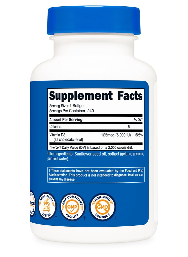 Nutricost Vitamin D3, 5,000 IU | 240 Softgels | 240 SERVINGS - Image 5