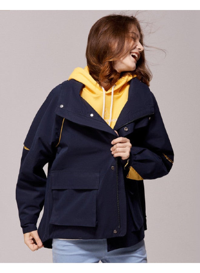 Hush Puppies Spring And Autumn Versatile Casual Fashion Slimming Hooded Jacket Women's Coat - Image 1
